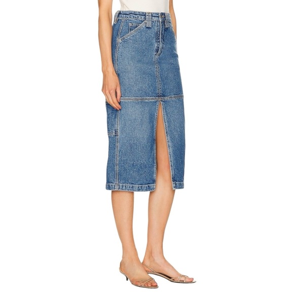 A.L.C. Size 0 / 26” Waist Alden Denim Midi Skirt Dark Blue Wash - Picture 8 of 8